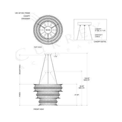 Capheira Chandelier - line drawing.