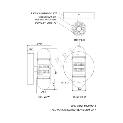 Capsule LED Wall Light - line drawing.