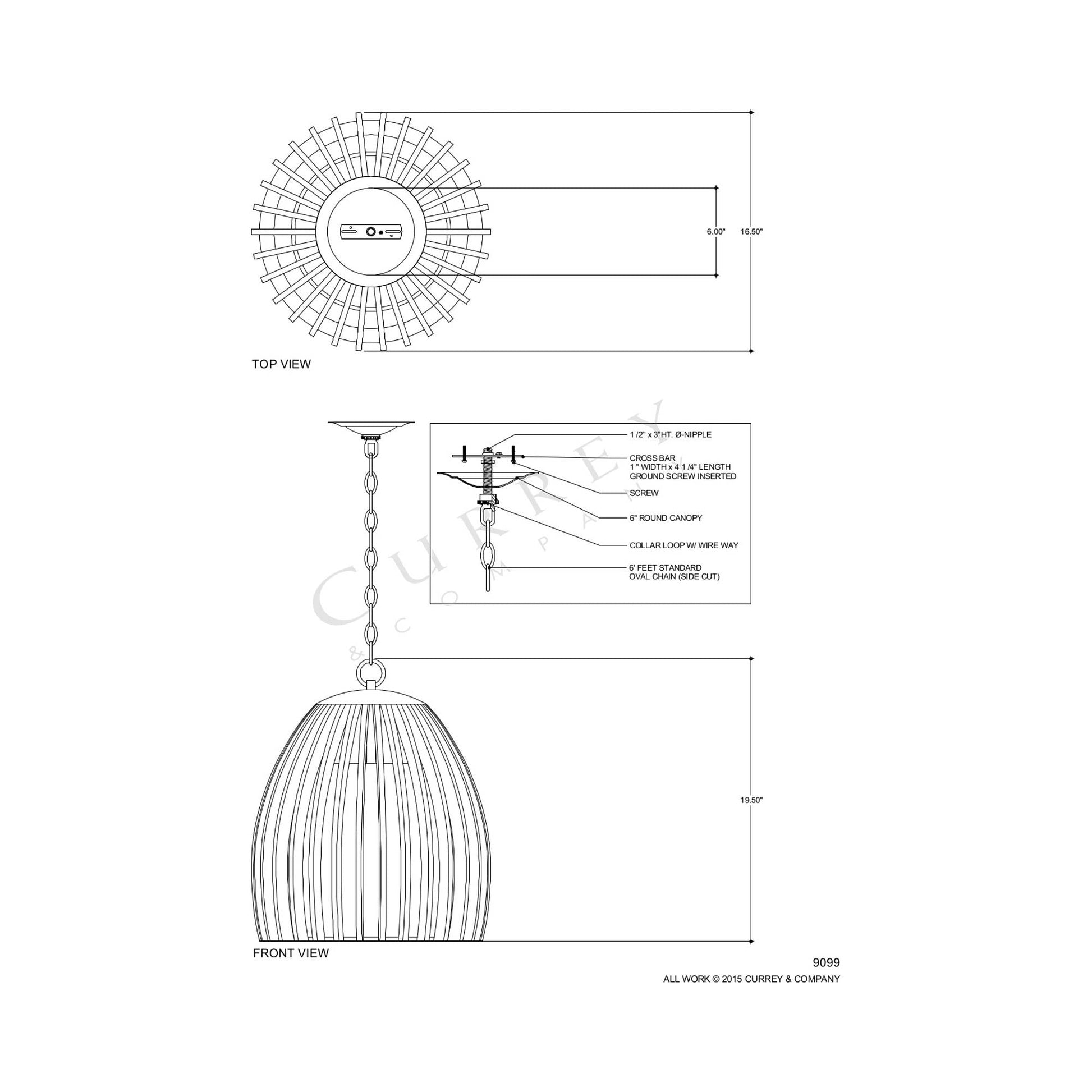 Carling Pendant Light - line drawing.