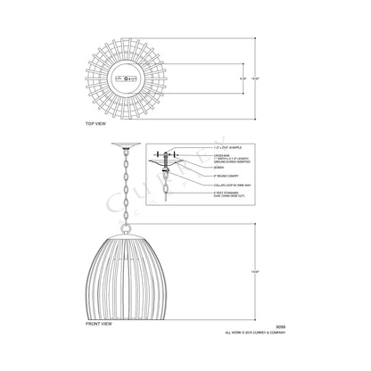 Carling Pendant Light - line drawing.