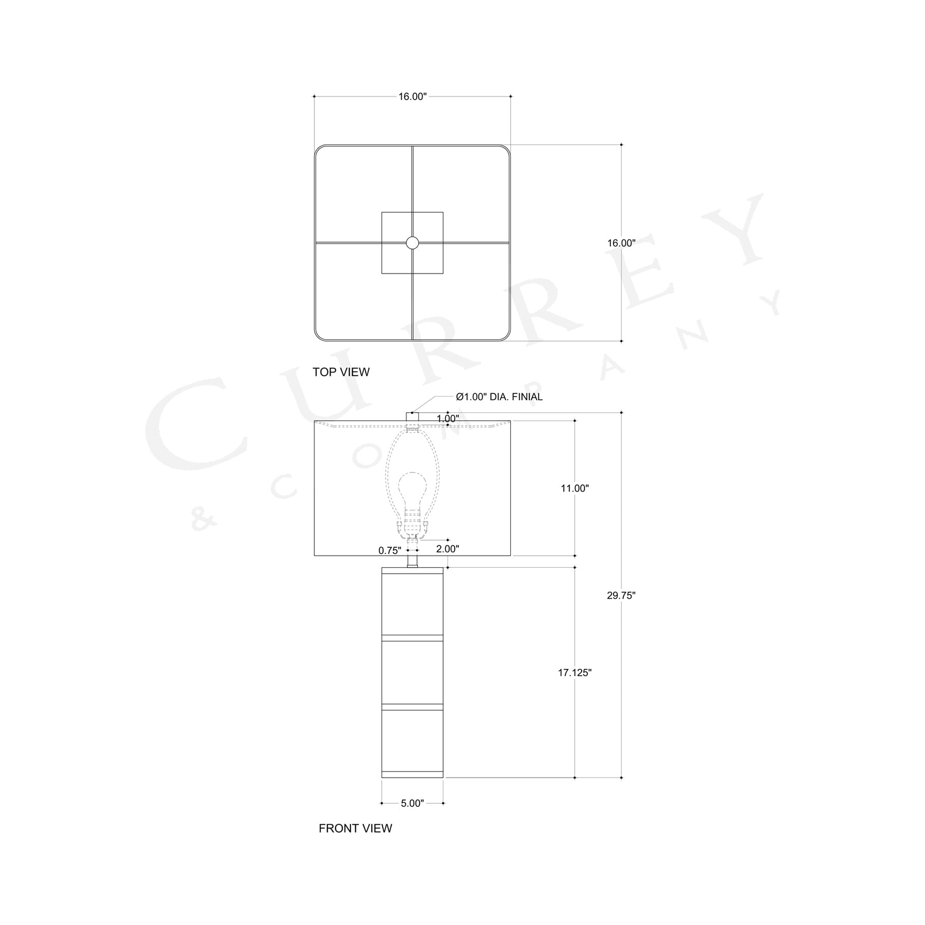 Casey Table Lamp - line drawing.