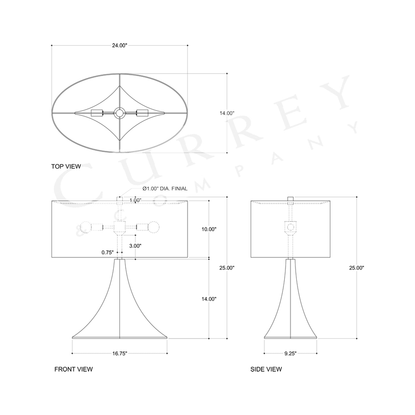Cassia Table Lamp - line drawing.