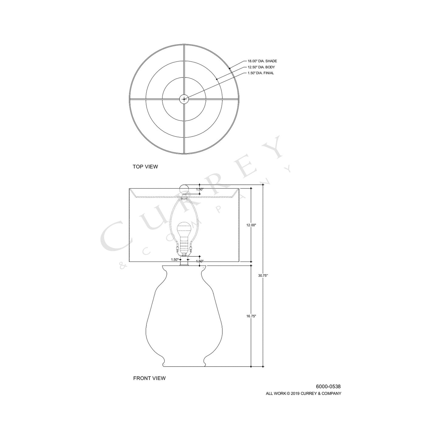 Cazalet Table Lamp - line drawing.