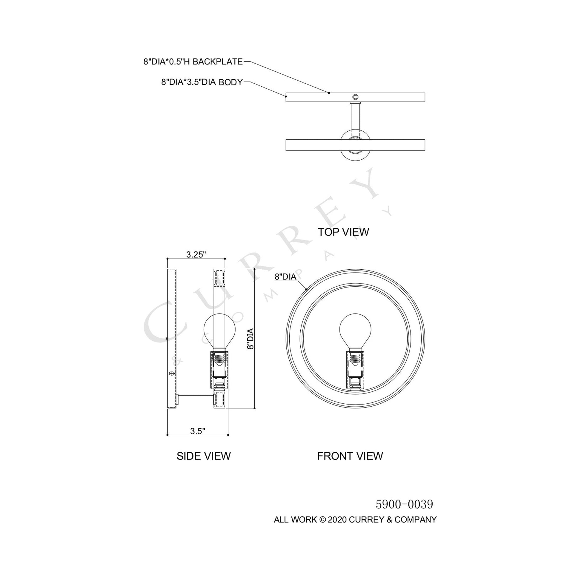 Chaplet Wall Light - line drawing.