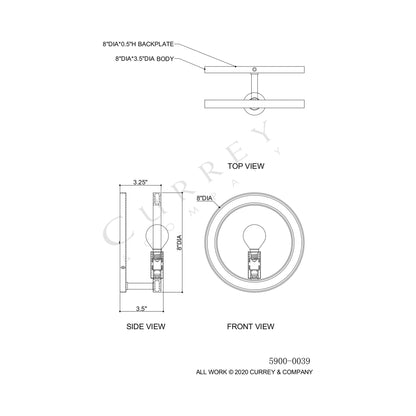 Chaplet Wall Light - line drawing.