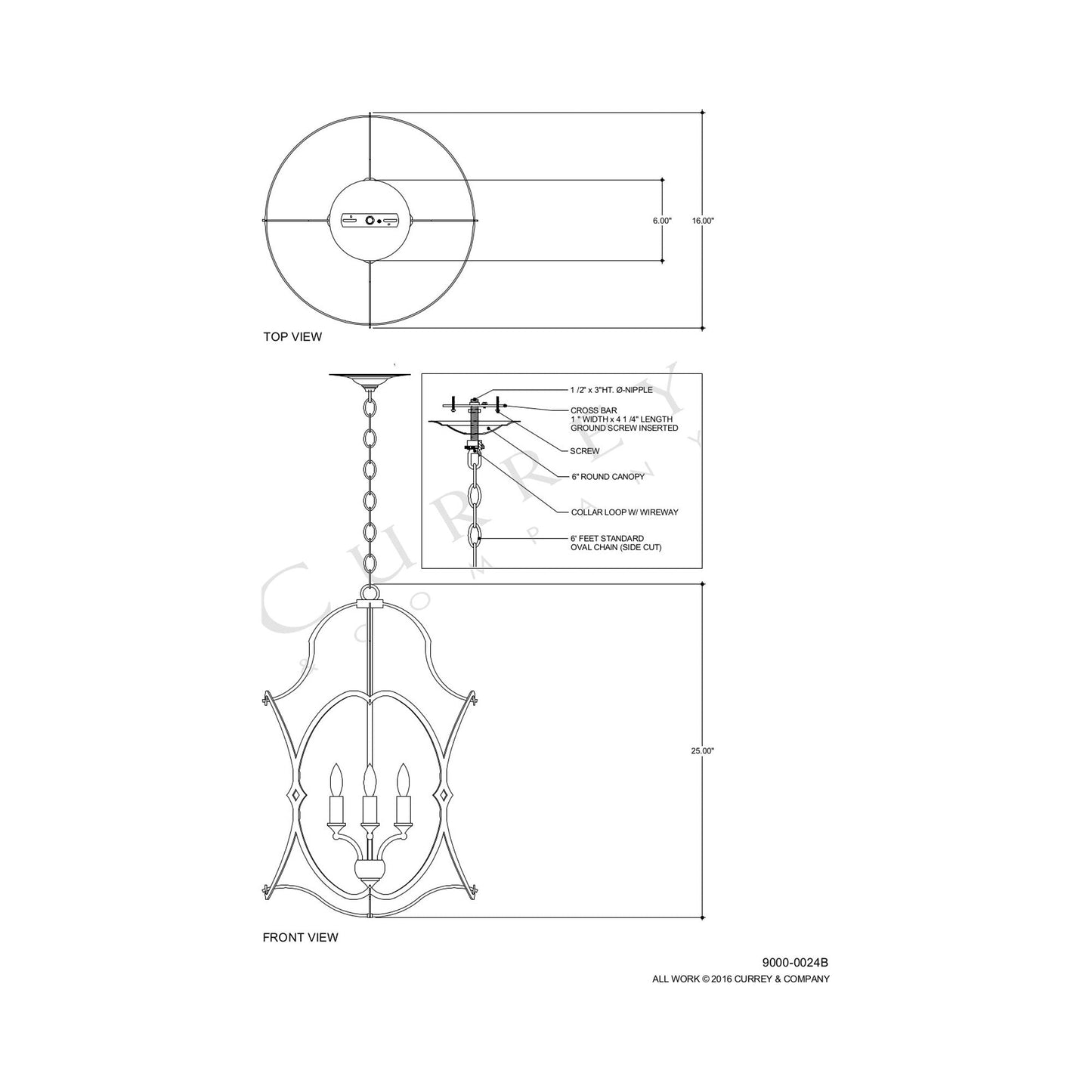 Charisma Pendant Light - line drawing.