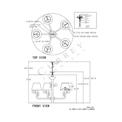 Charny Chandelier - line drawing.