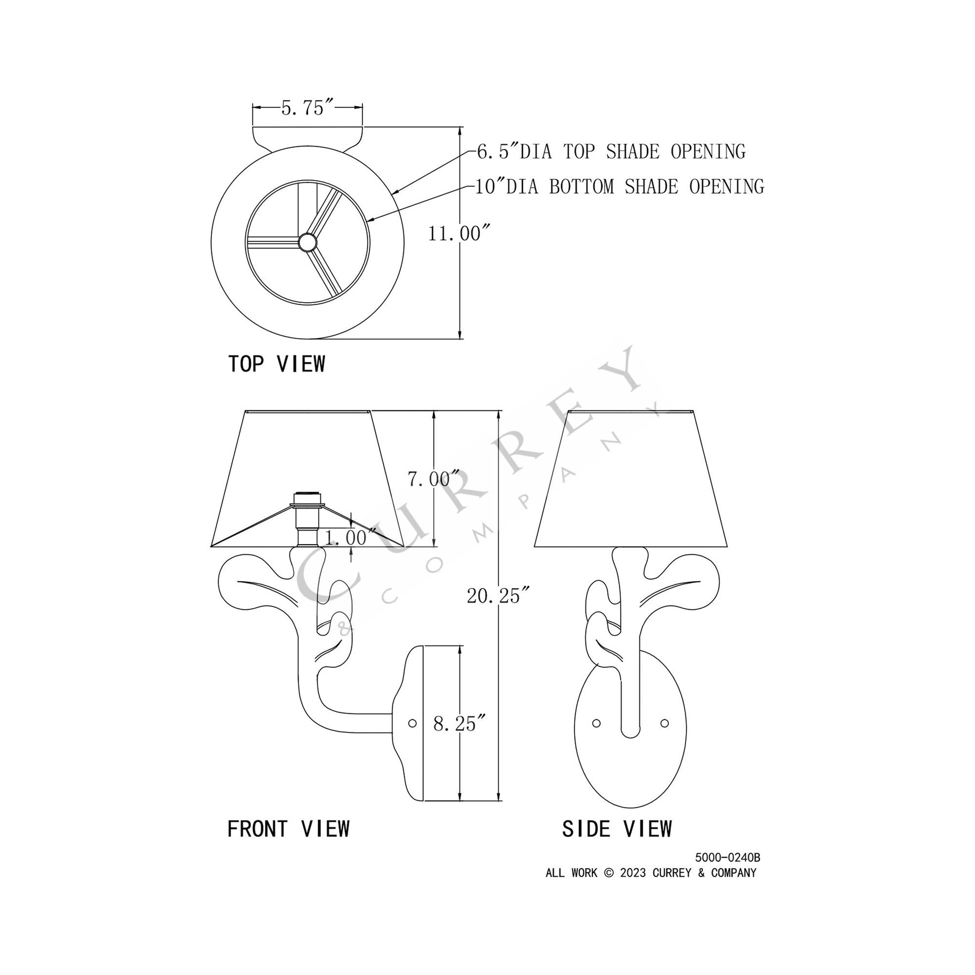 Charny Wall Light - line drawing.