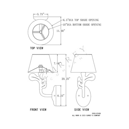 Charny Wall Light - line drawing.