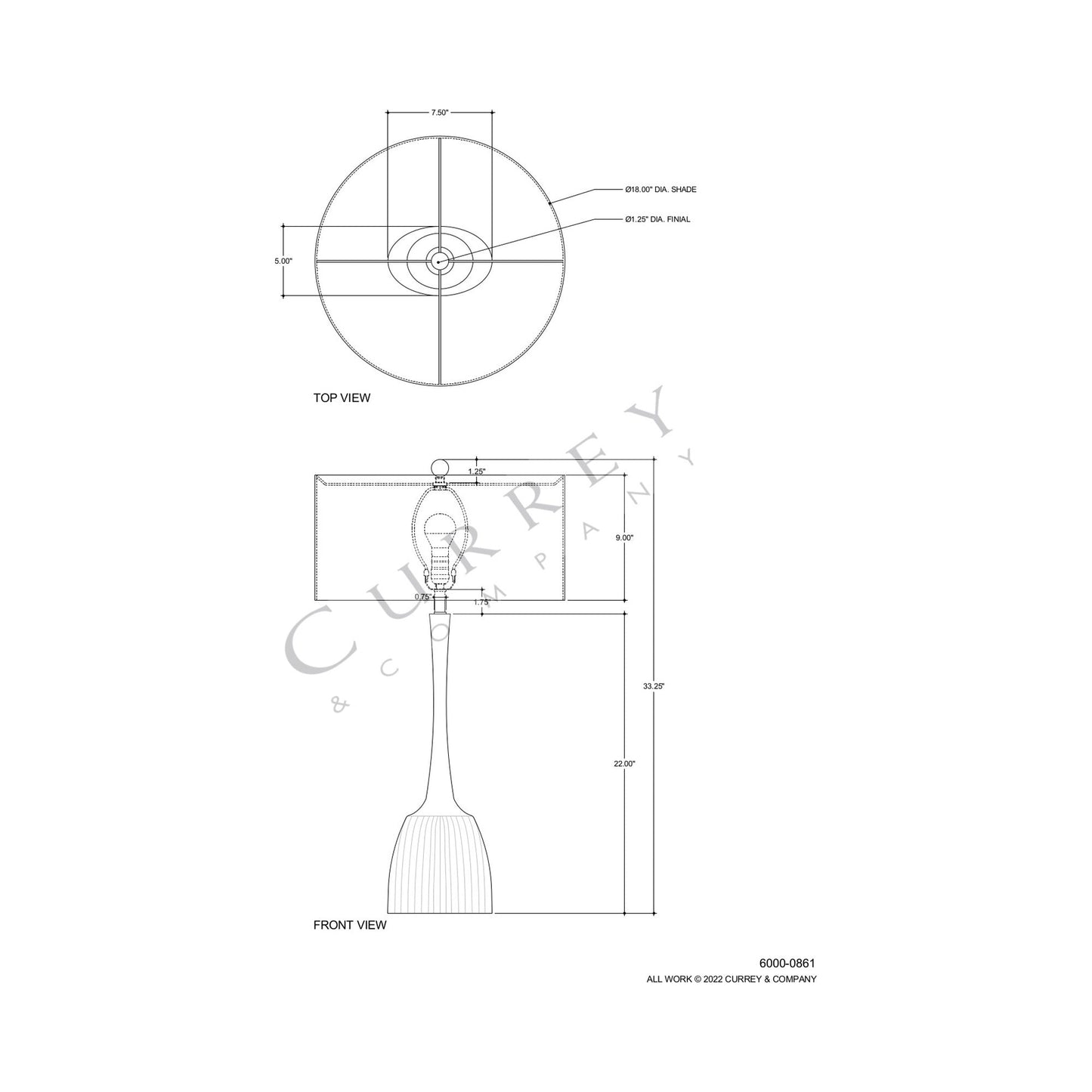 Cheenee Table Lamp - line drawing.