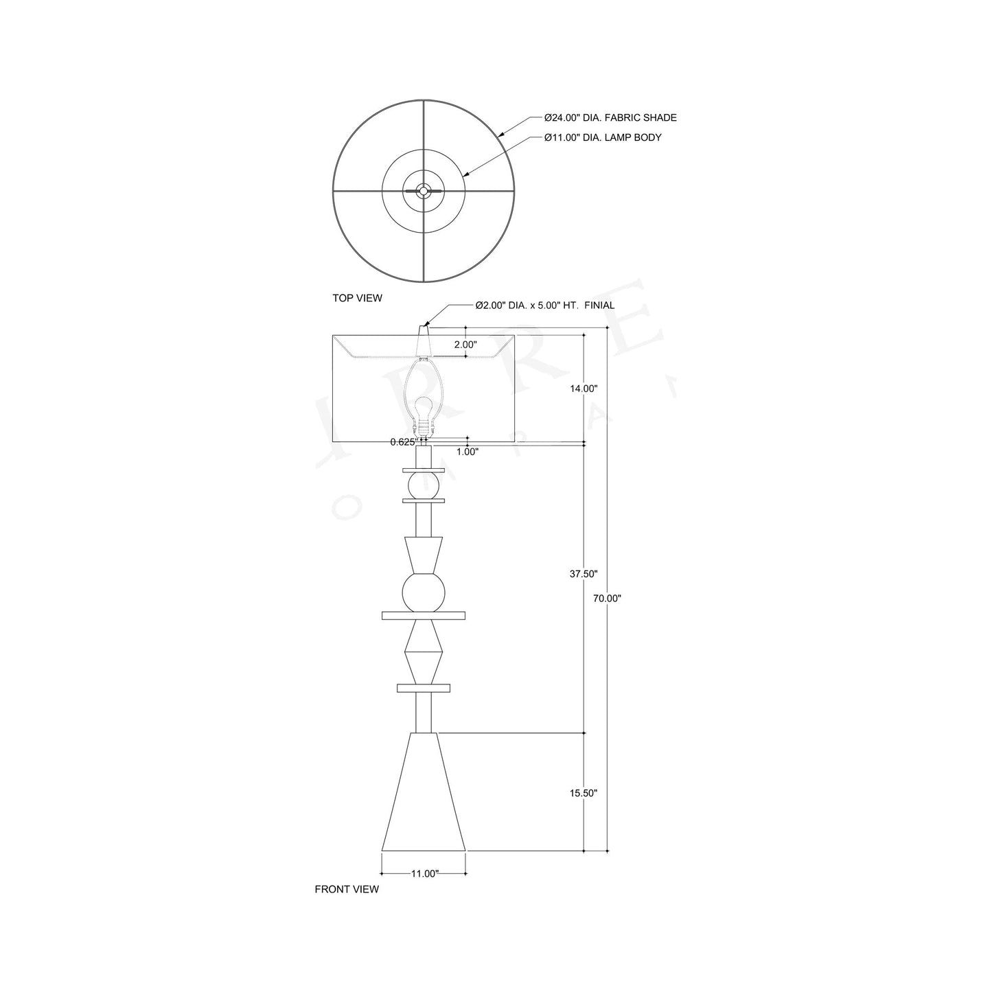 Cipher Floor Lamp - line drawing.
