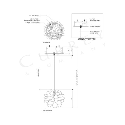 Clarity Pendant Light - line drawing.