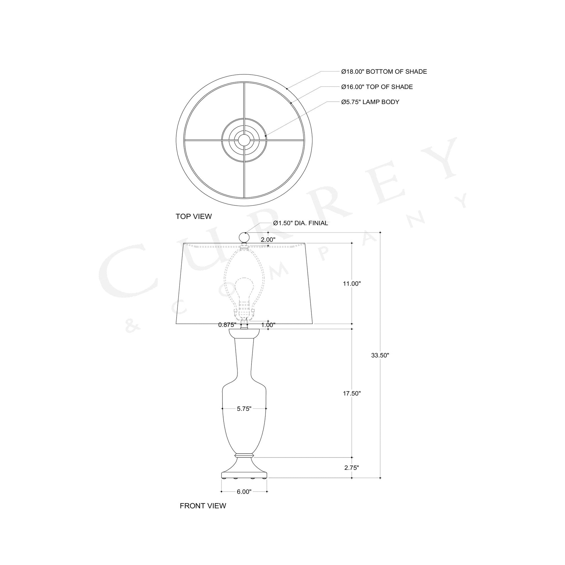 Classico Table Lamp - line drawing.