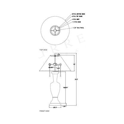 Classico Tapered Table Lamp - line drawing.