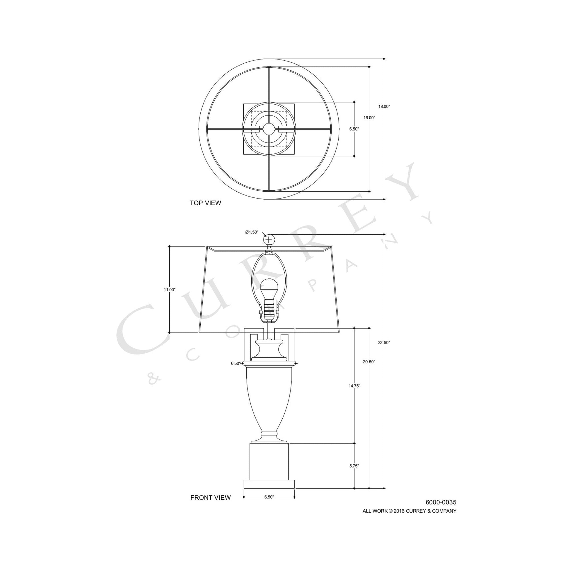 Clifford Table Lamp - line drawing.