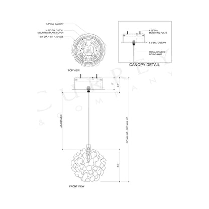 Clio Pendant Light - line drawing.
