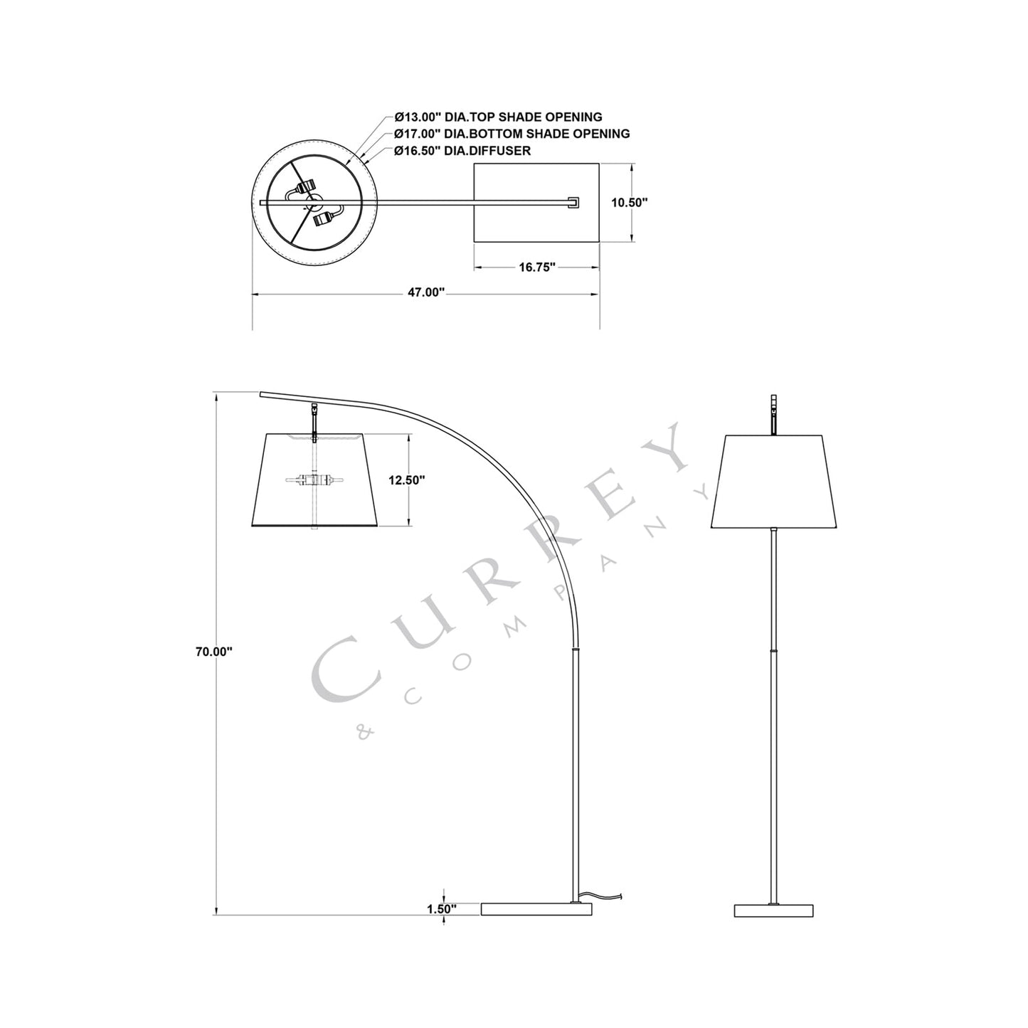 Cloister Floor Lamp - line drawing.