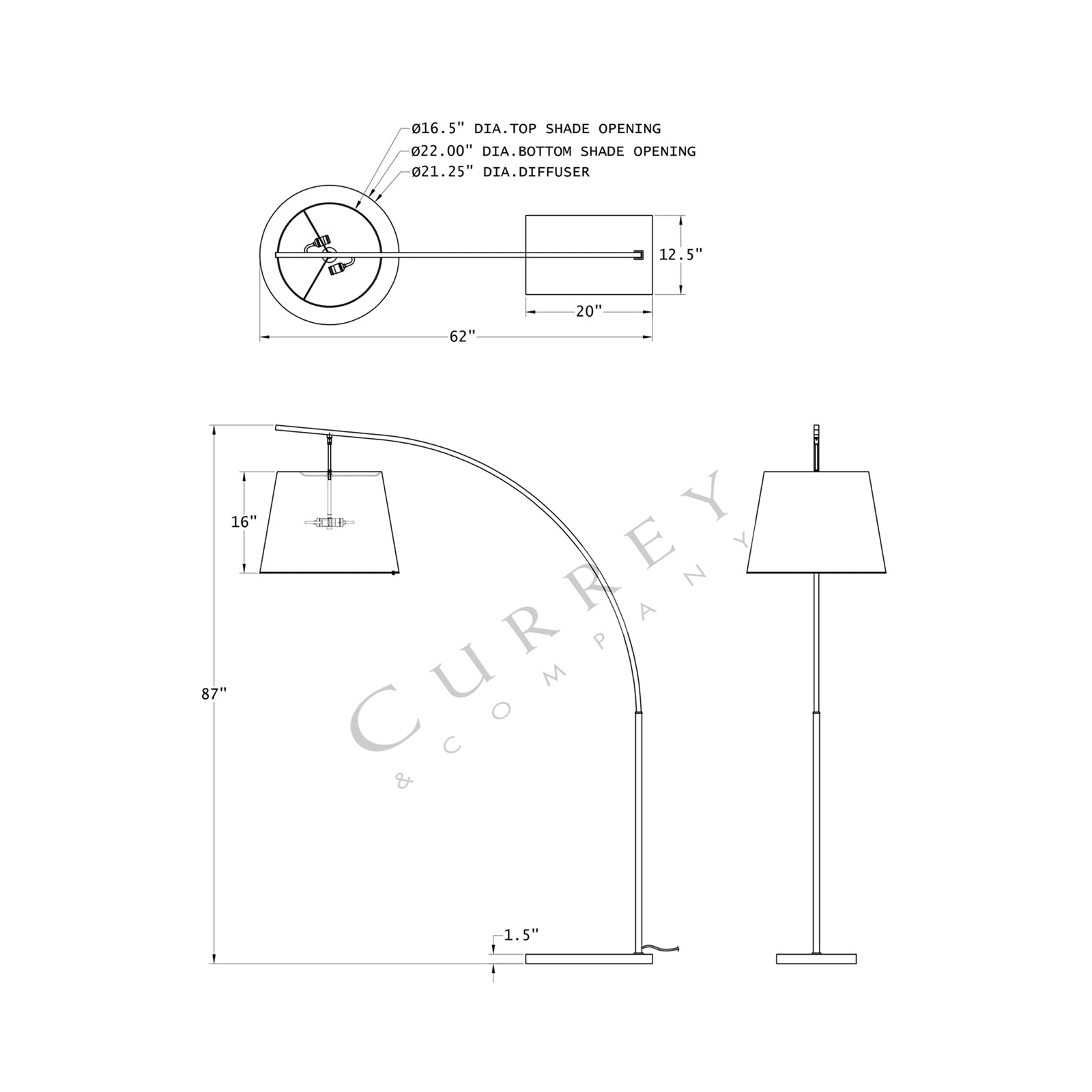 Cloister Floor Lamp - line drawing.
