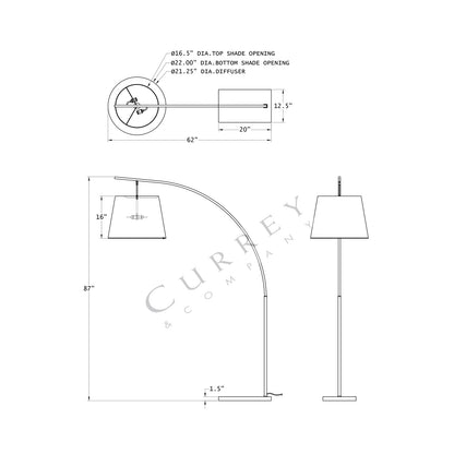 Cloister Floor Lamp - line drawing.