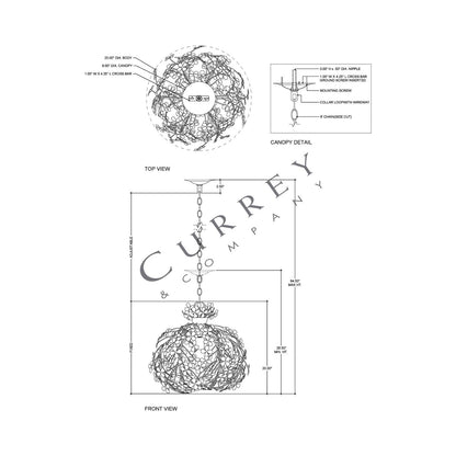 Cloverfield Pendant Light - line drawing.