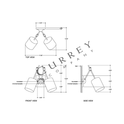 Compass Wall Light - line drawing.