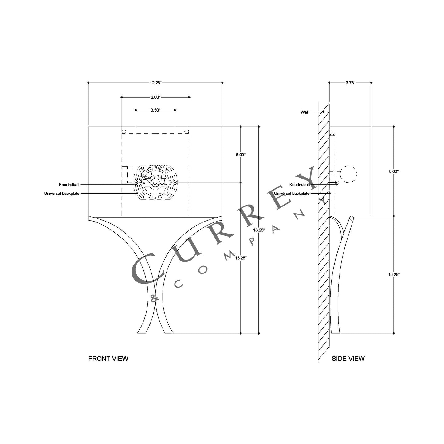 Cornwall Wall Light - line drawing.