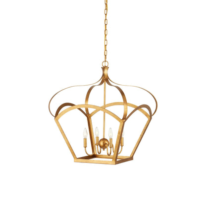 Coronet Pendant Light in Antique Gold Leaf.