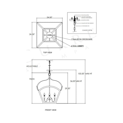 Coronet Pendant Light - line drawing.
