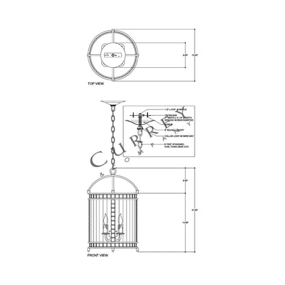 Corsica Pendant Light - line drawing.
