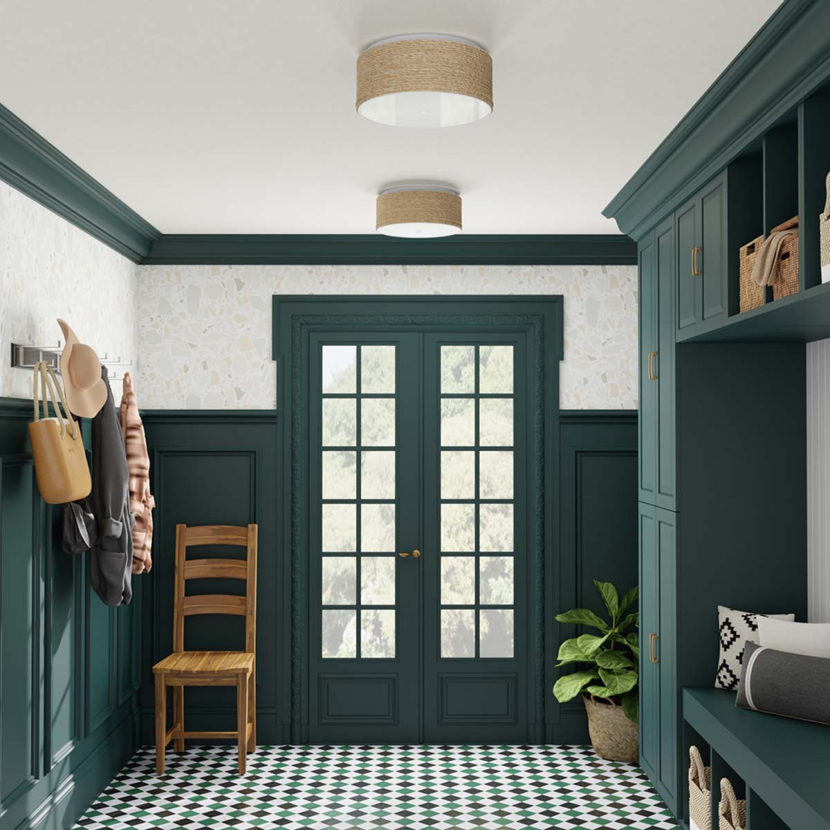 Coulton LED Flush Mount Ceiling Light in hallway.