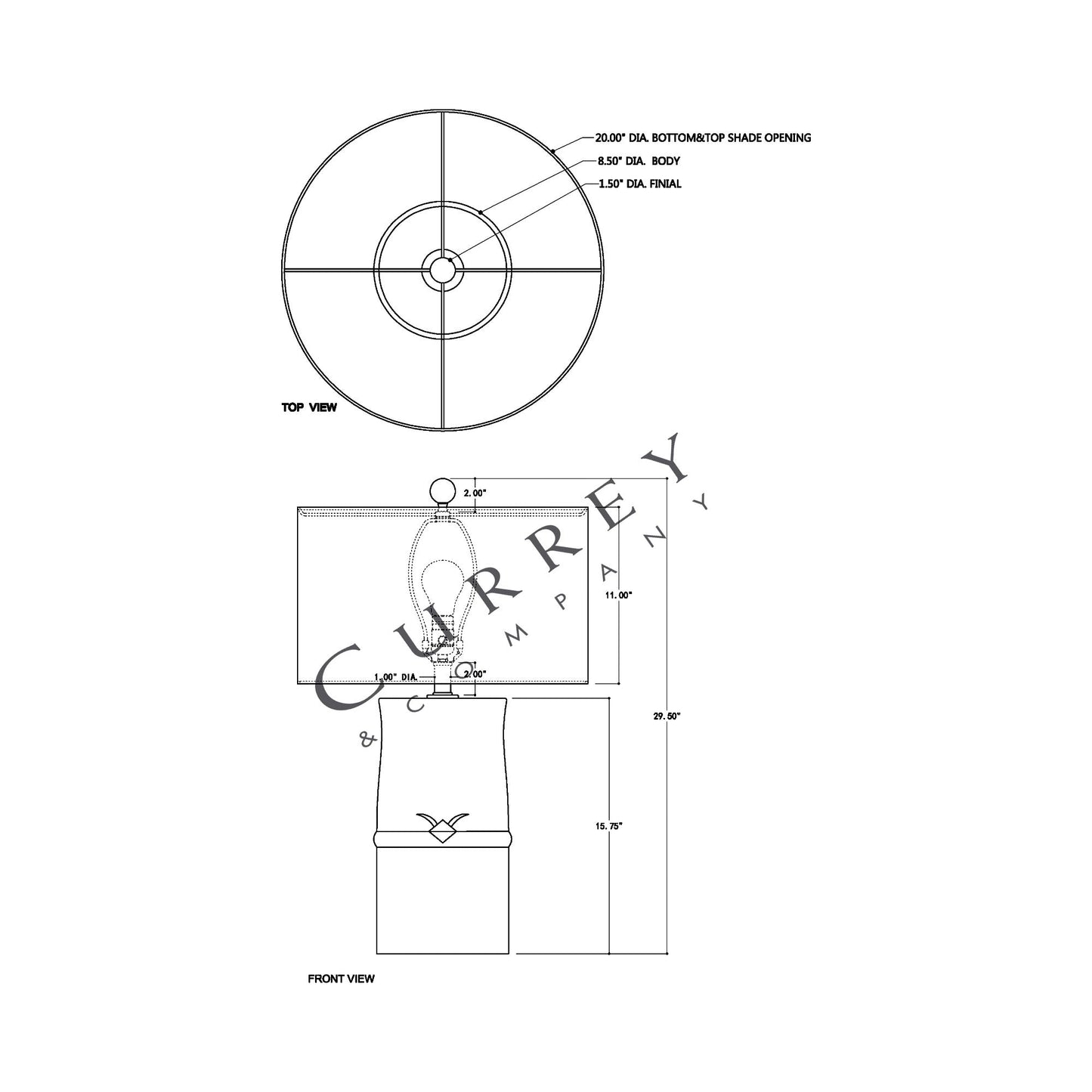 Croft Table Lamp - line drawing.