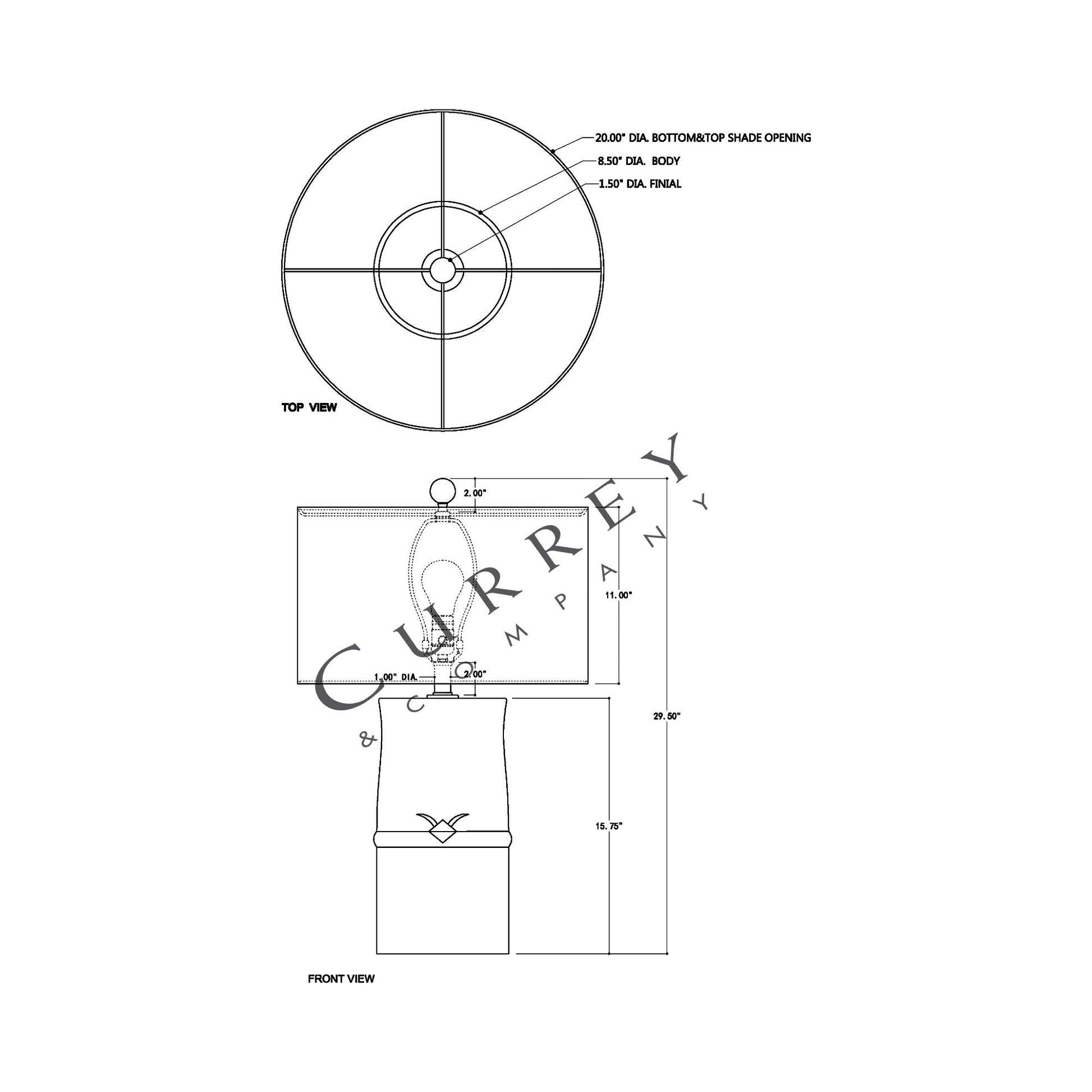 Croft Table Lamp - line drawing.