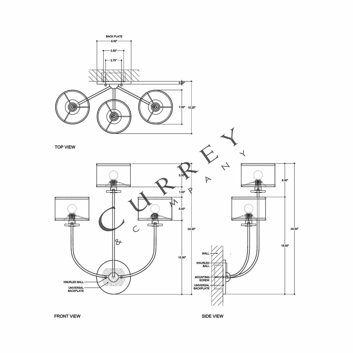 Croydon Wall Light - line drawing.