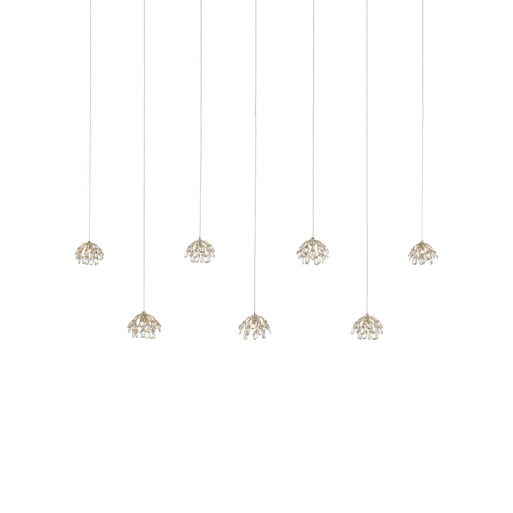 Crystal Bud Linear Multi Pendant Light.