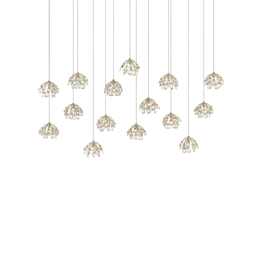 Crystal Bud Linear Multi Pendant Light (15-Light).