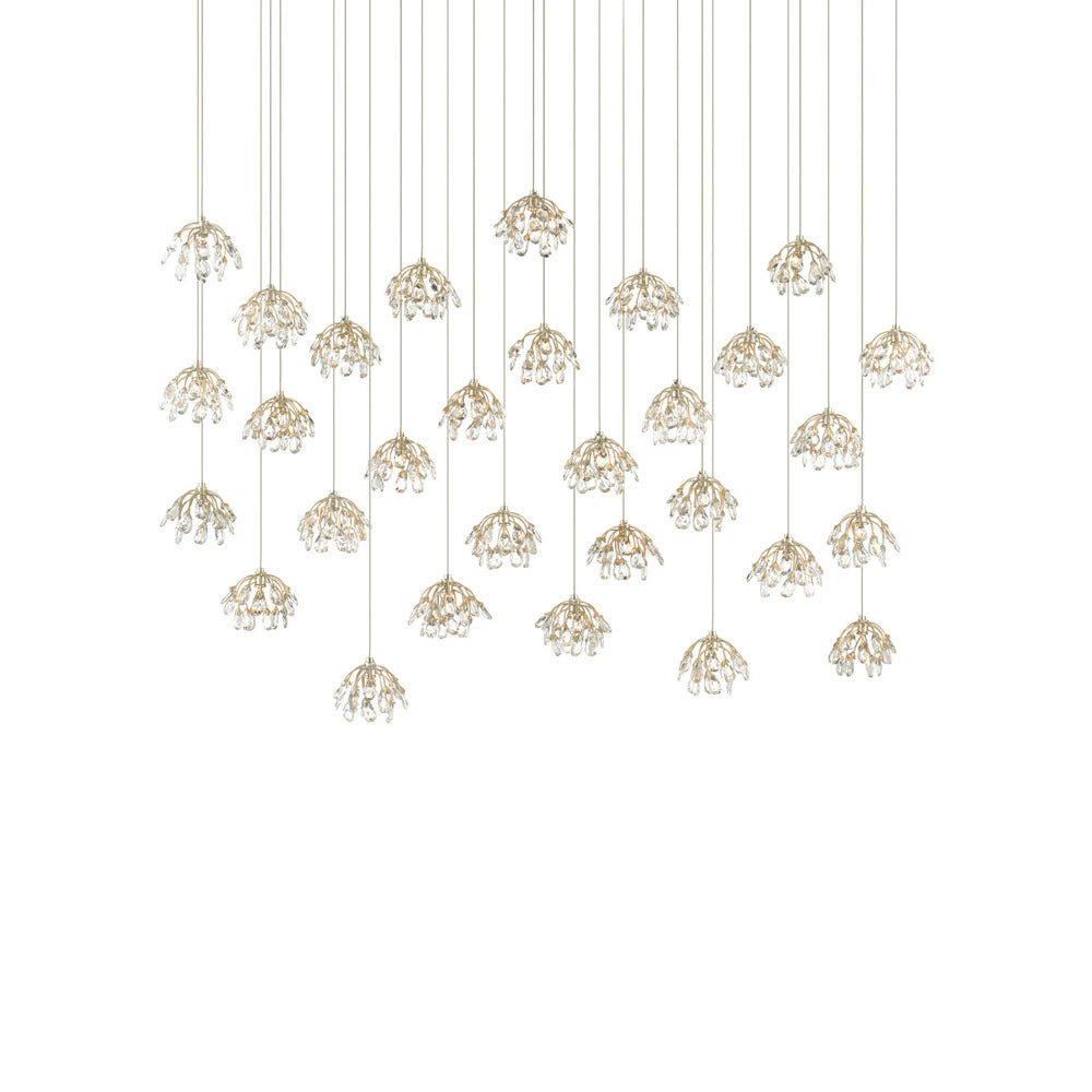 Crystal Bud Linear Multi Pendant Light (30-Light).