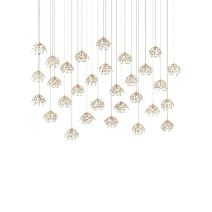 Crystal Bud Linear Multi Pendant Light (30-Light).