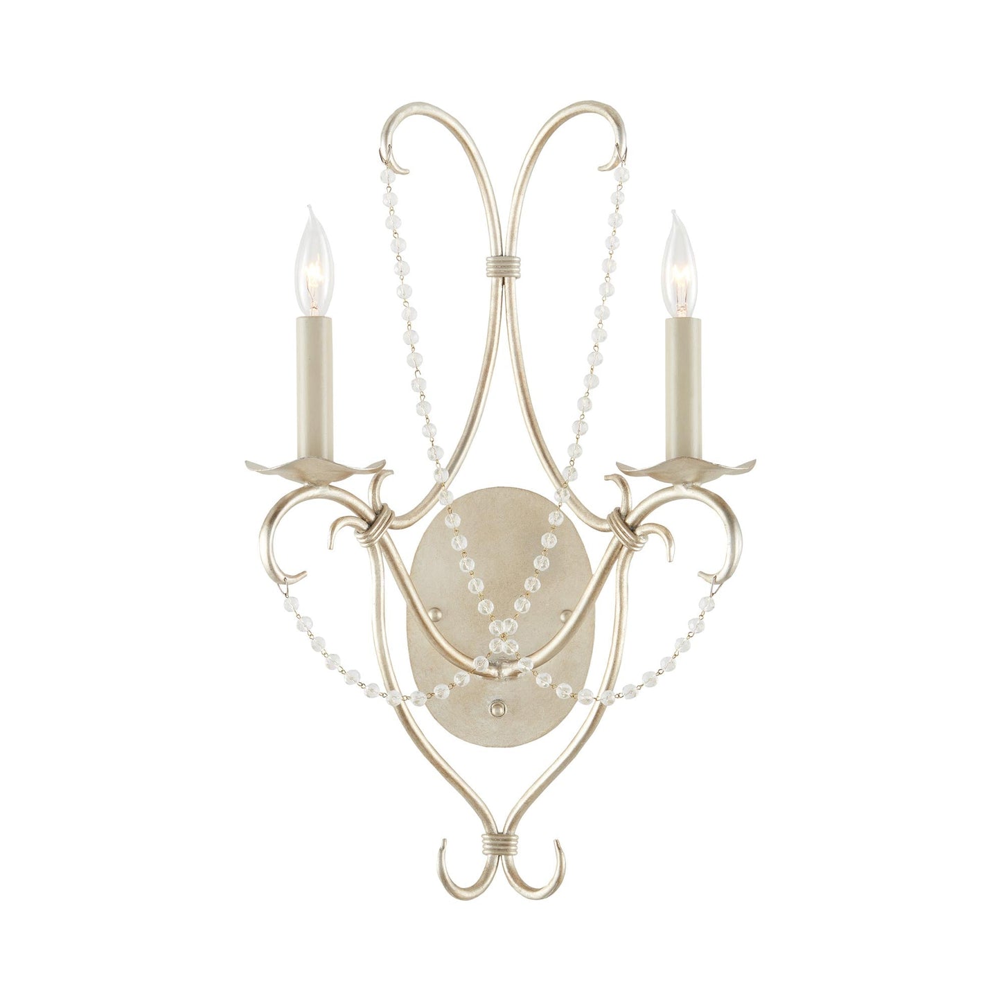 Crystal Lights Wall Light in Silver Leaf.