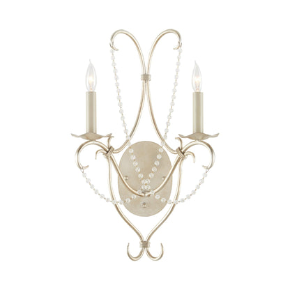 Crystal Lights Wall Light in Silver Leaf.