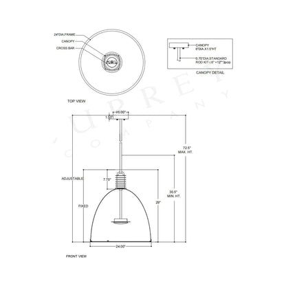 Cupola LED Pendant Light - line drawing.