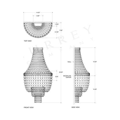 Cybele LED Wall Light - line drawing.