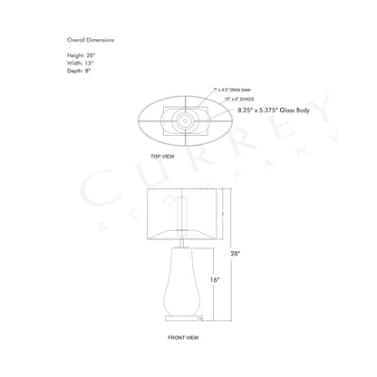 Danza LED Rechargeable Table Lamp - line drawing.