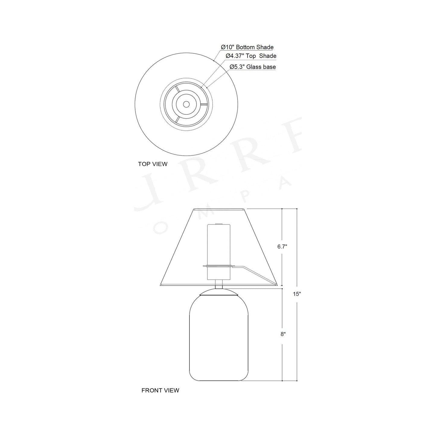 Danza LED Rechargeable Table Lamp - line drawing.