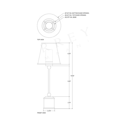 Daphne LED Rechargeable Table Lamp - line drawing.