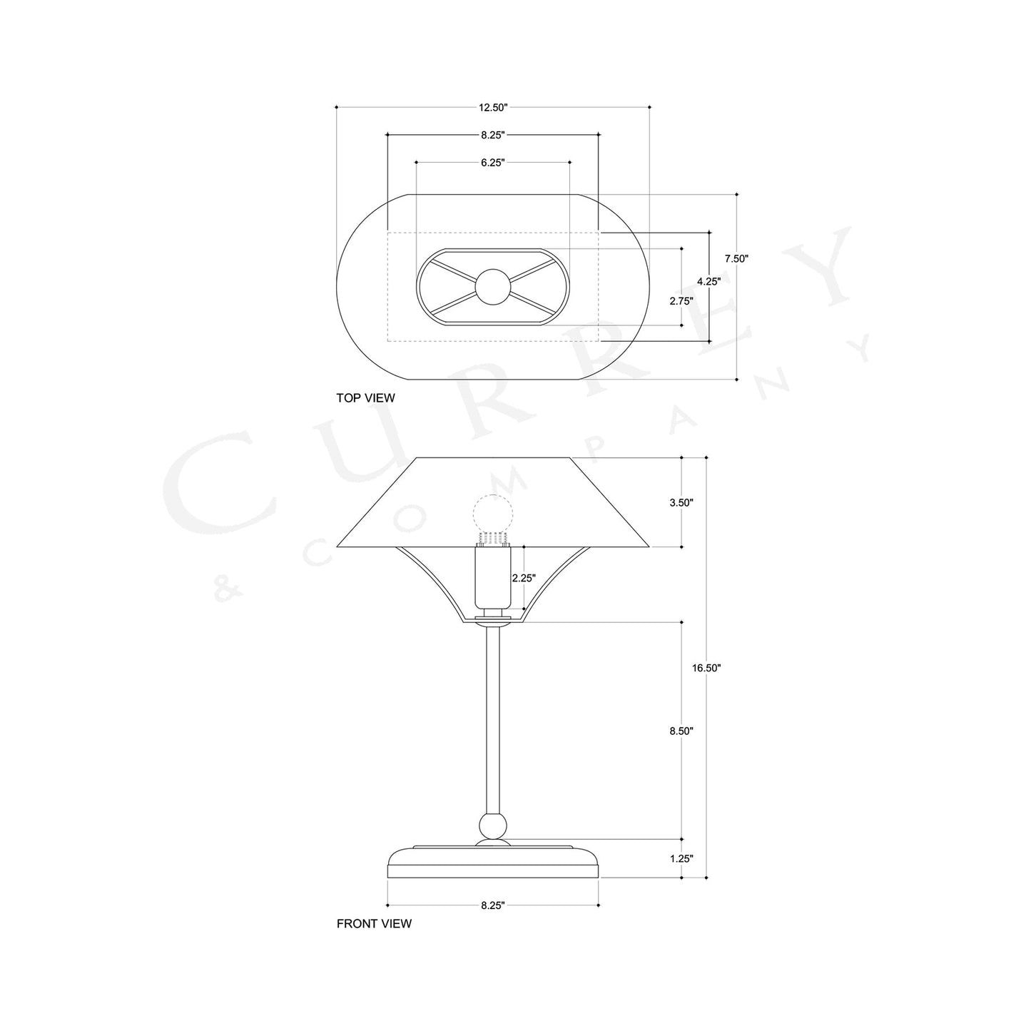 Daphne Table Lamp - line drawing.