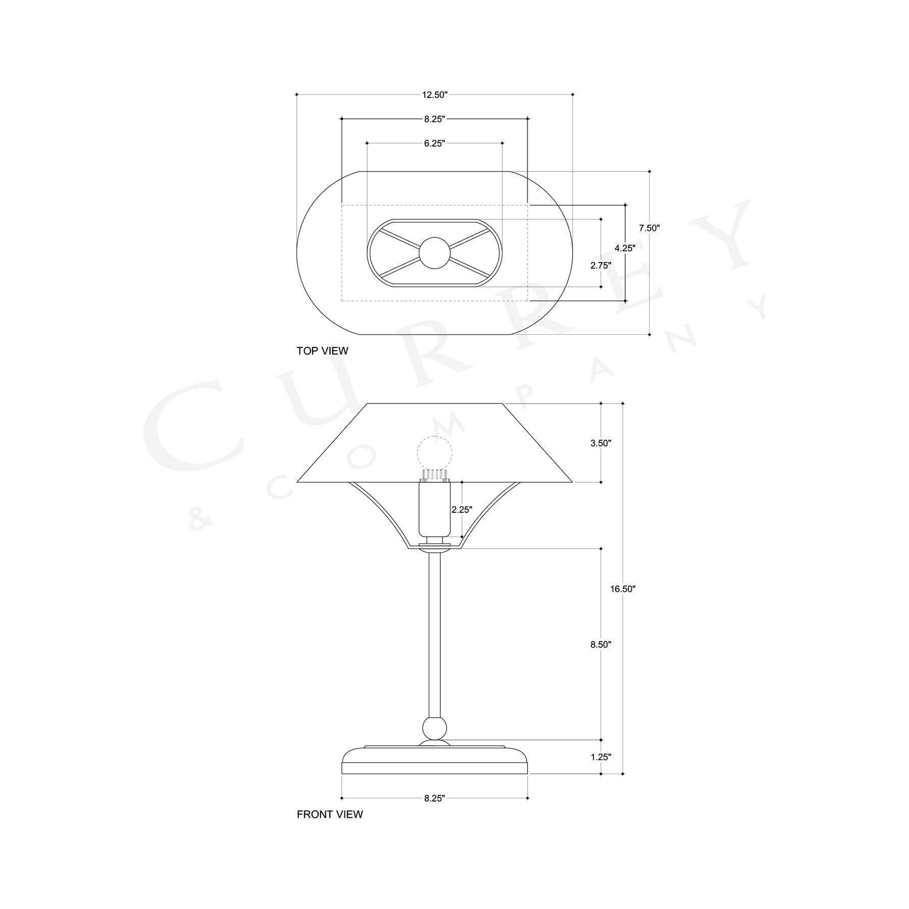 Daphne Table Lamp - line drawing.