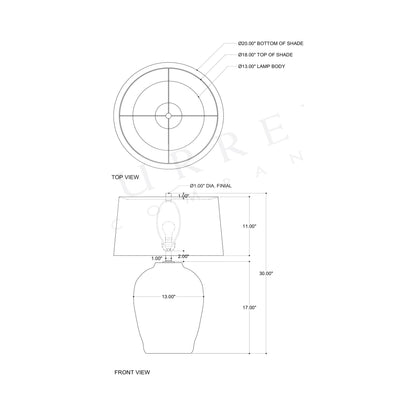 Dashwell Table Lamp - line drawing.
