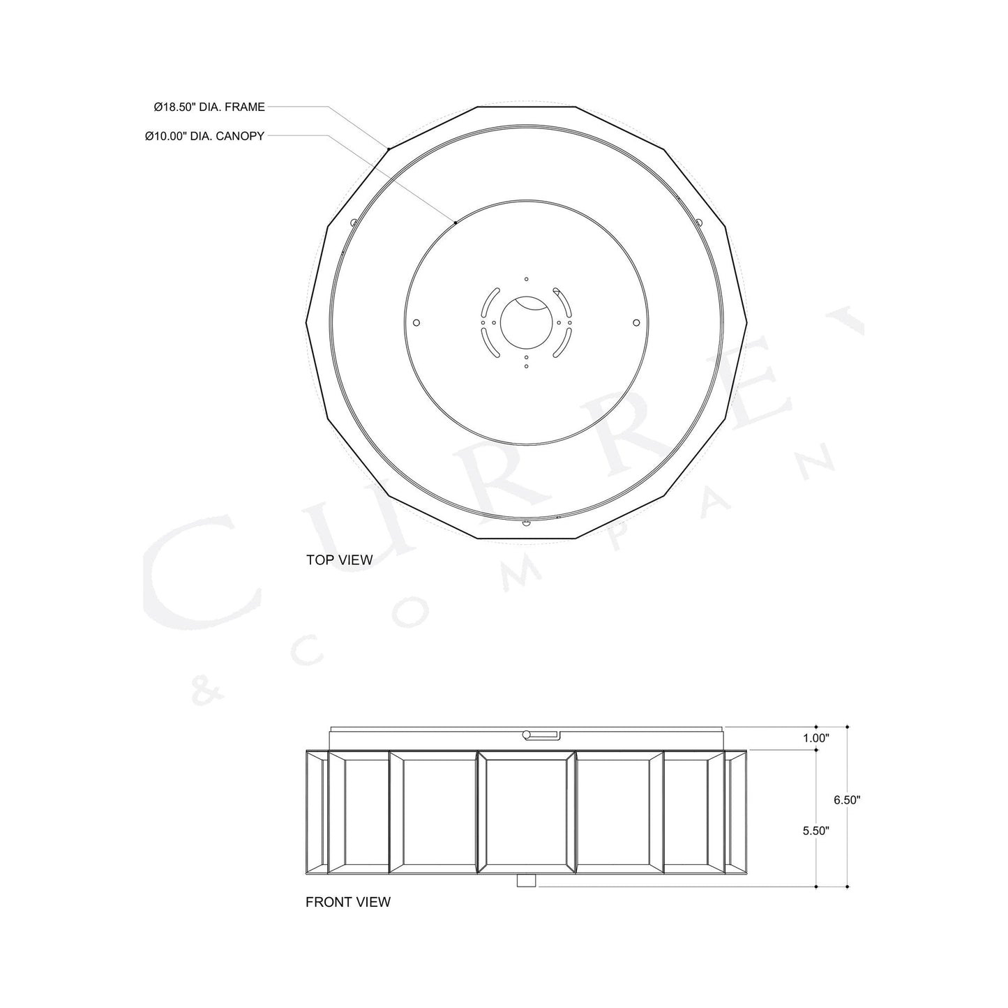 Daze LED Flush Mount Ceiling Light - line drawing.
