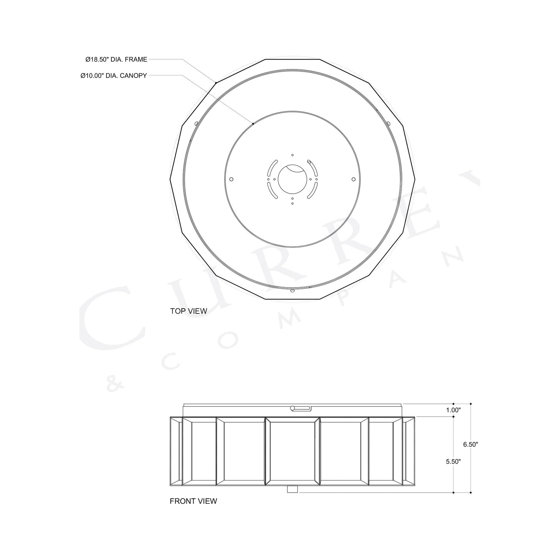 Daze LED Flush Mount Ceiling Light - line drawing.