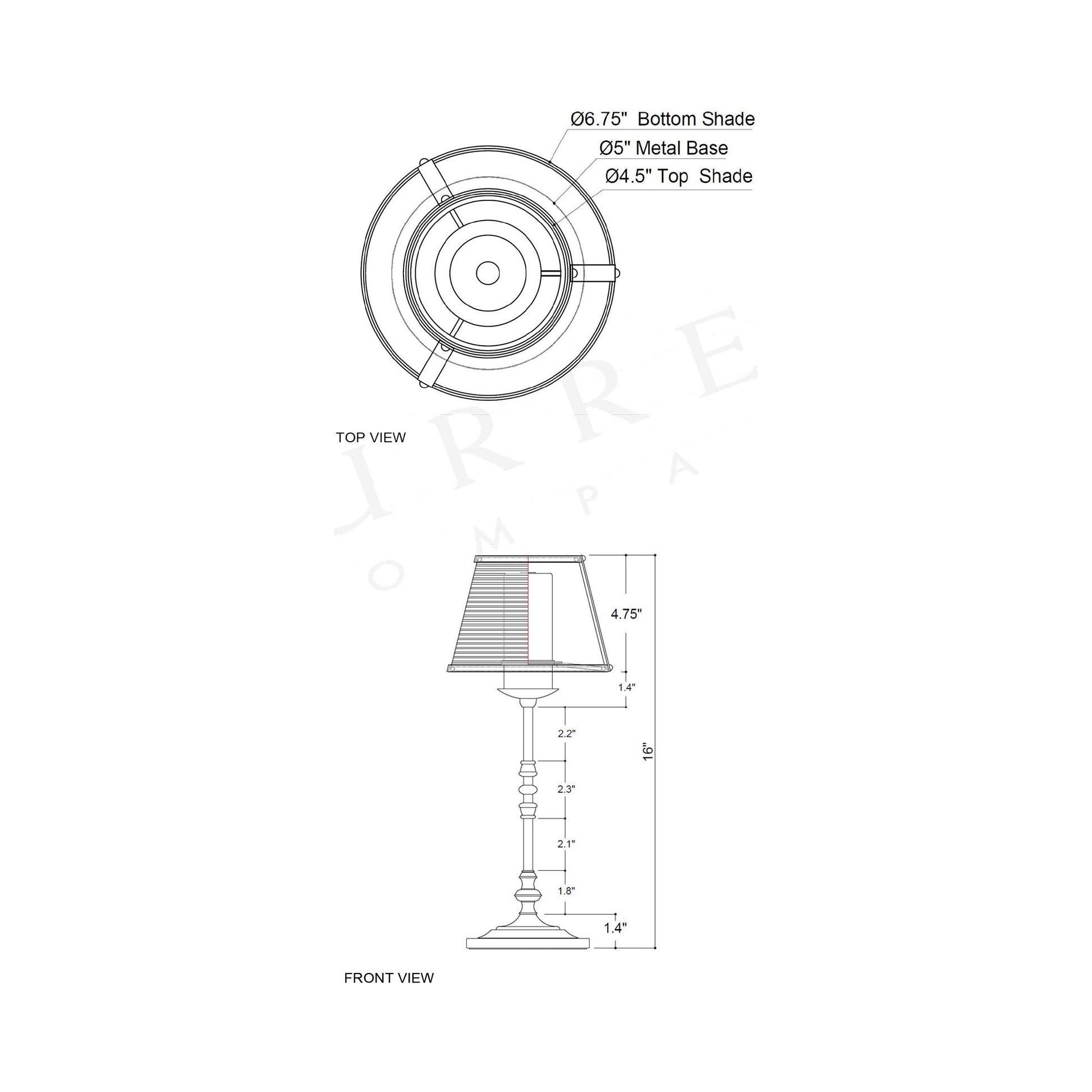 Deauville LED Rechargeable Table Lamp - line drawing.